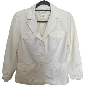 Ann‎ Taylor Loft Women's Career Linen Blend Blazer Cream Size 8